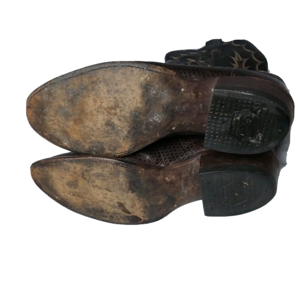 Vintage Tony Lama Lizard Western Boots Men's Size 9.5 D Dark Brown #Y6898 - Picture 11 of 12
